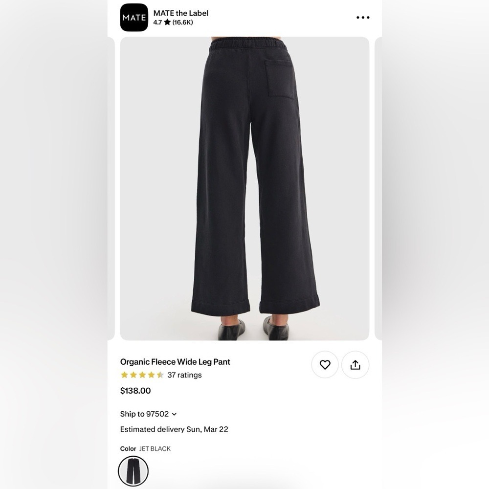 Mate the label brand - Black Wide Leg Pants L - Picture 7 of 9